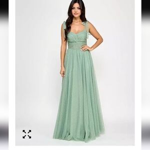 City Studios Juniors' Twist-Front Shoulder-Tie Glitter Gown Sz 11/12 Prom Party